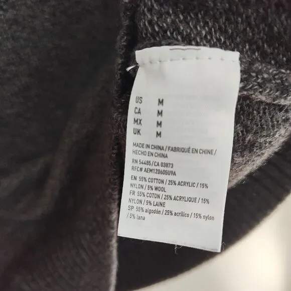 American Eagle 1/4-Button Sweater Men's M Gray Pullover Seriously Soft Long Slvs - Picture 7 of 8